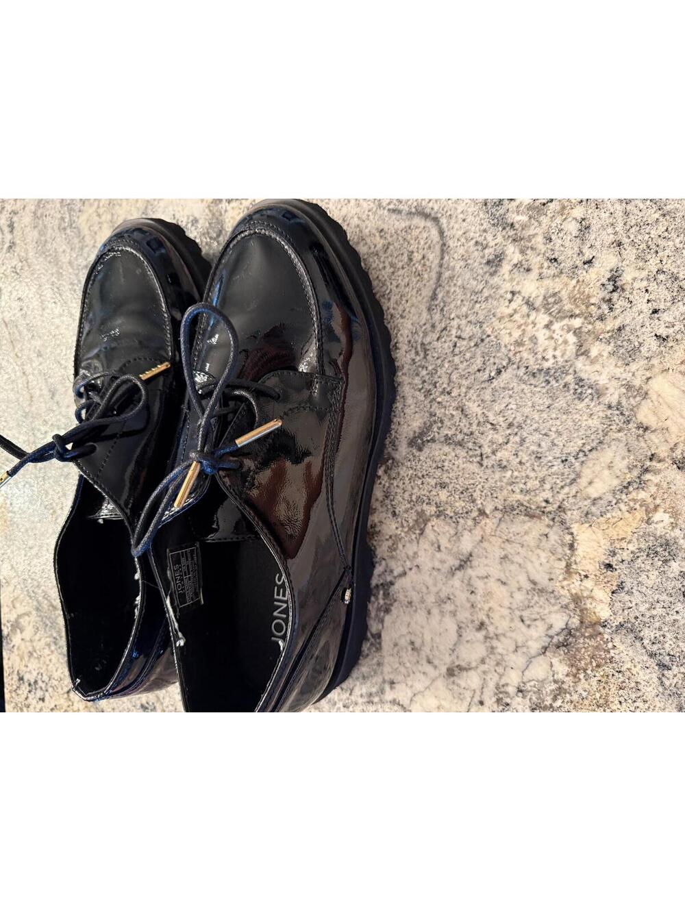 Jones New York Black Patent Leather Lace-Up Shoes